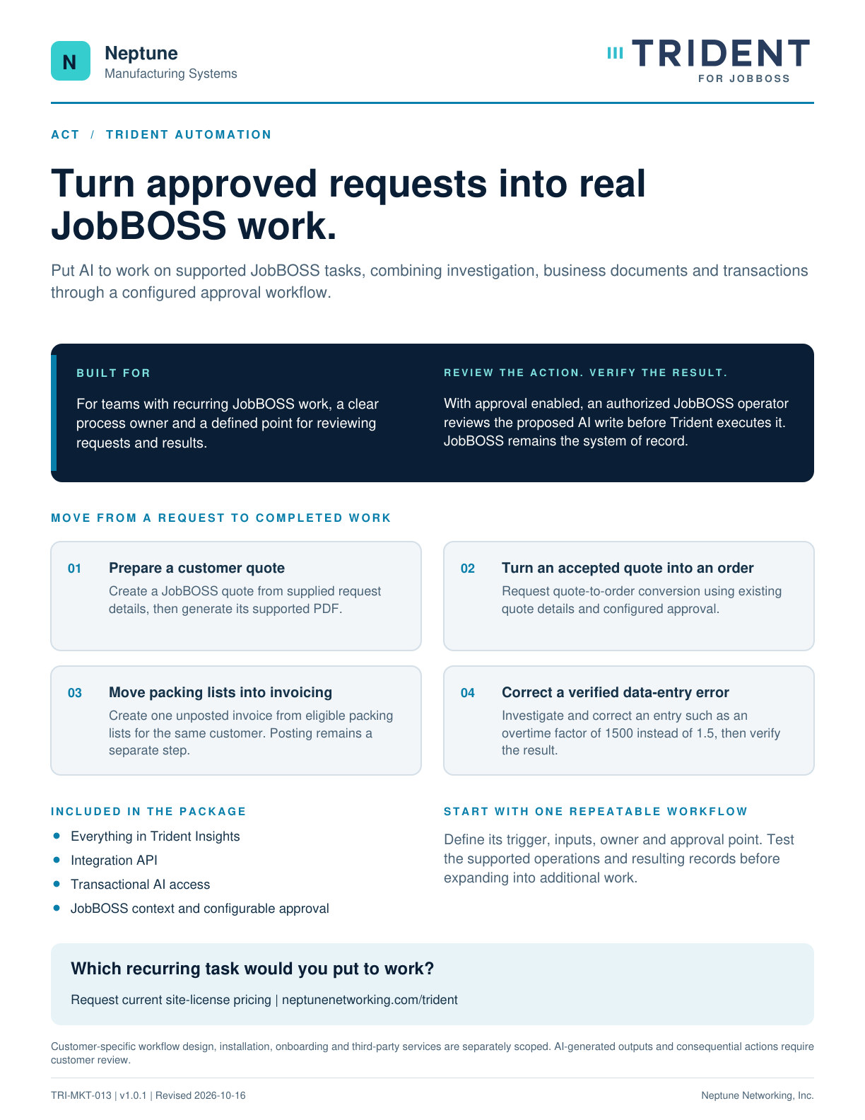Trident Automation one-page product guide
