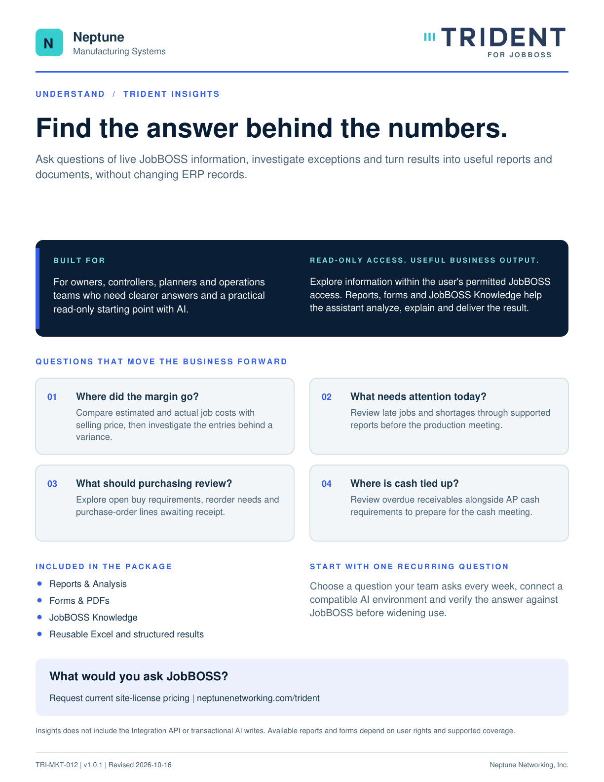 Trident Insights one-page product guide