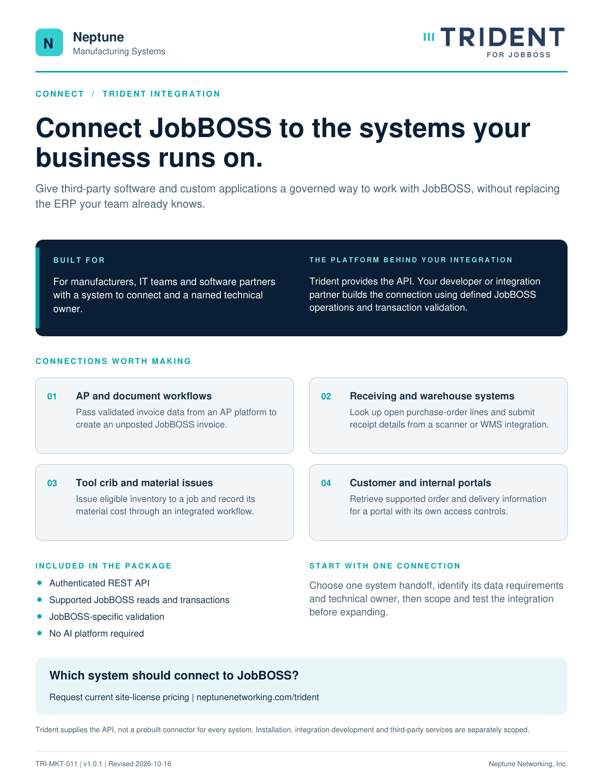 Trident Integration one-page product guide